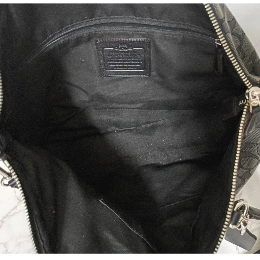 COACH Signature Kelsey Black Smoke Satchel/Crossbody Bag - EUC